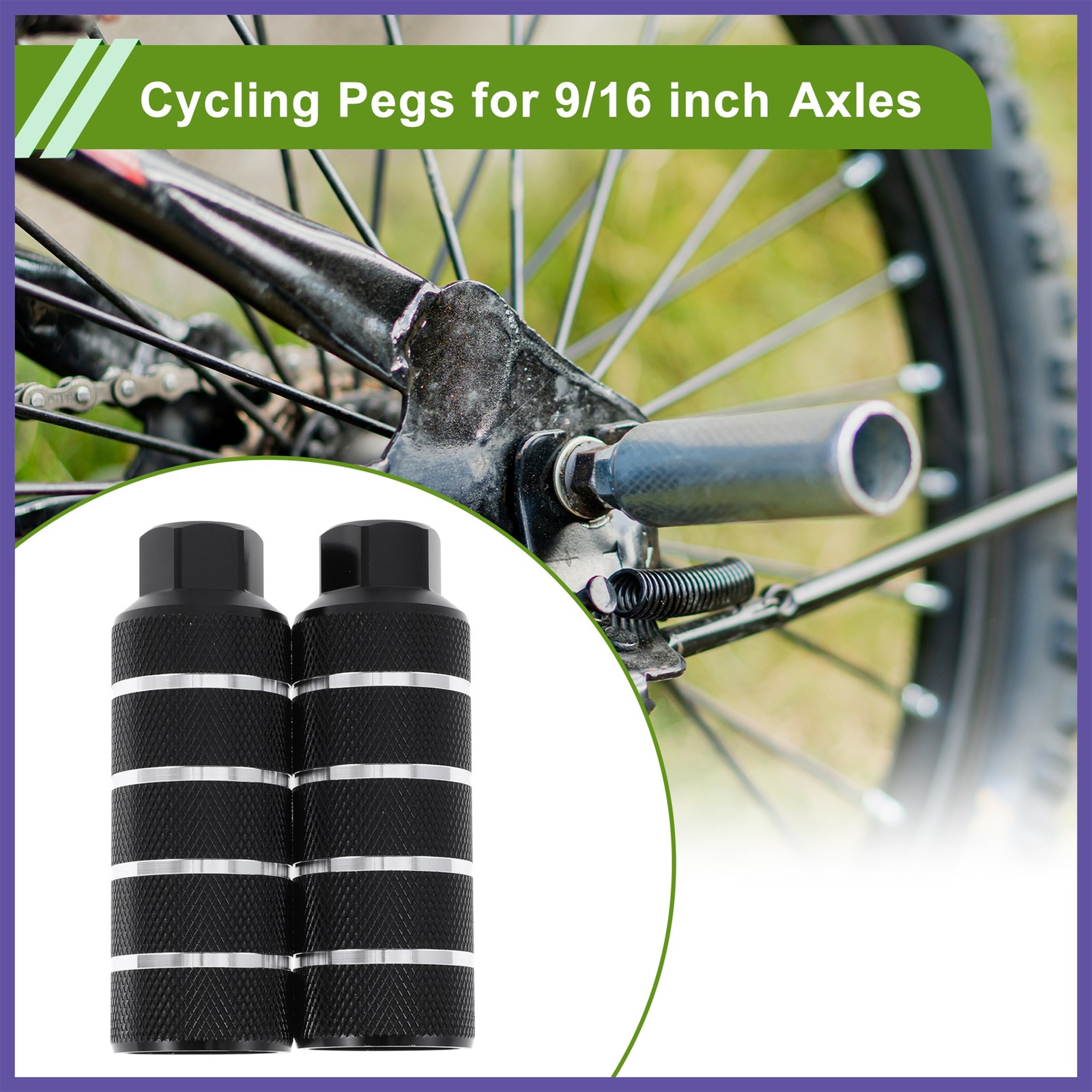 2Pcs Bike Pegs 110mm Four Stripes Texture Cycling Foot Pegs Black