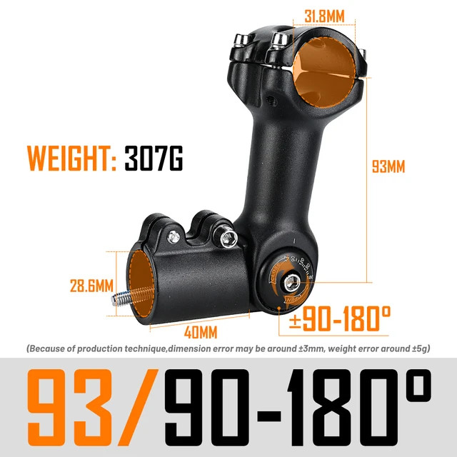 Bicycle Adjustable Stem 25.4/31.8mm Riser Bicycle Handle 60 / 80 / 93 / 100mm