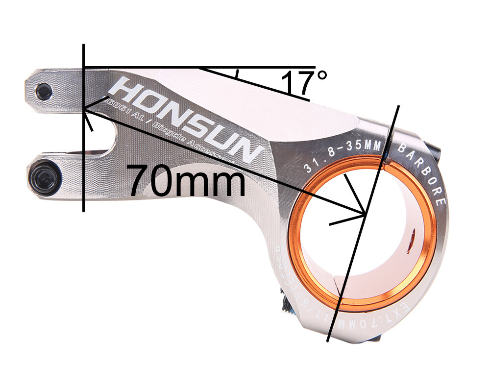 Bicycle Stem -17° CNC Aluminum Alloy Stem MTB XC AM Road Bike Short Stem 70mm