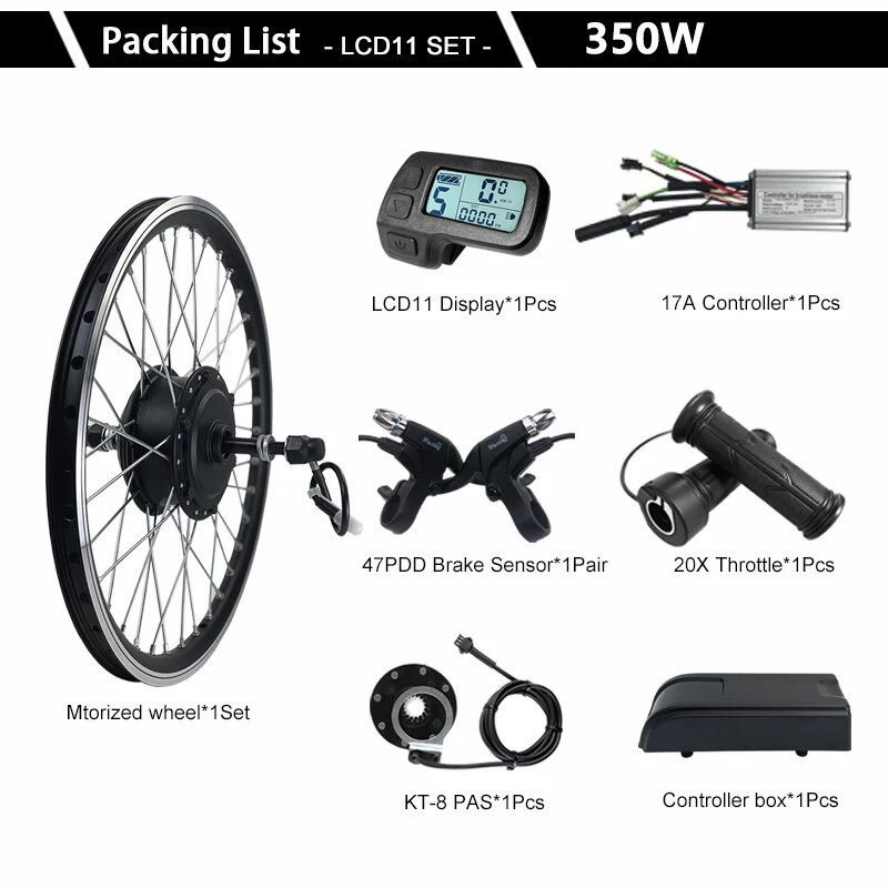 48V 350W Mountain Electric Bike Conversion Kit Rear Brushless Gearless Hub Motor