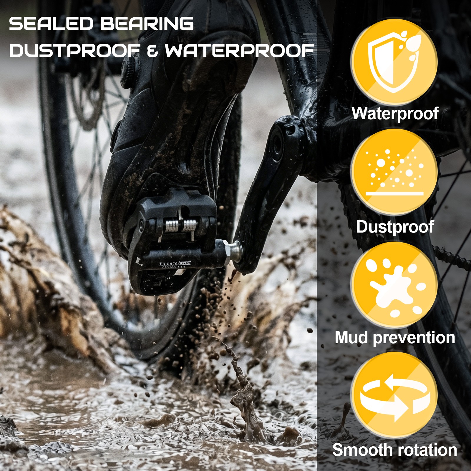 Road Bike Pedal For SPD-SL/KEO System Self-Locking Pedal With Cleats Nylon CR-Mo