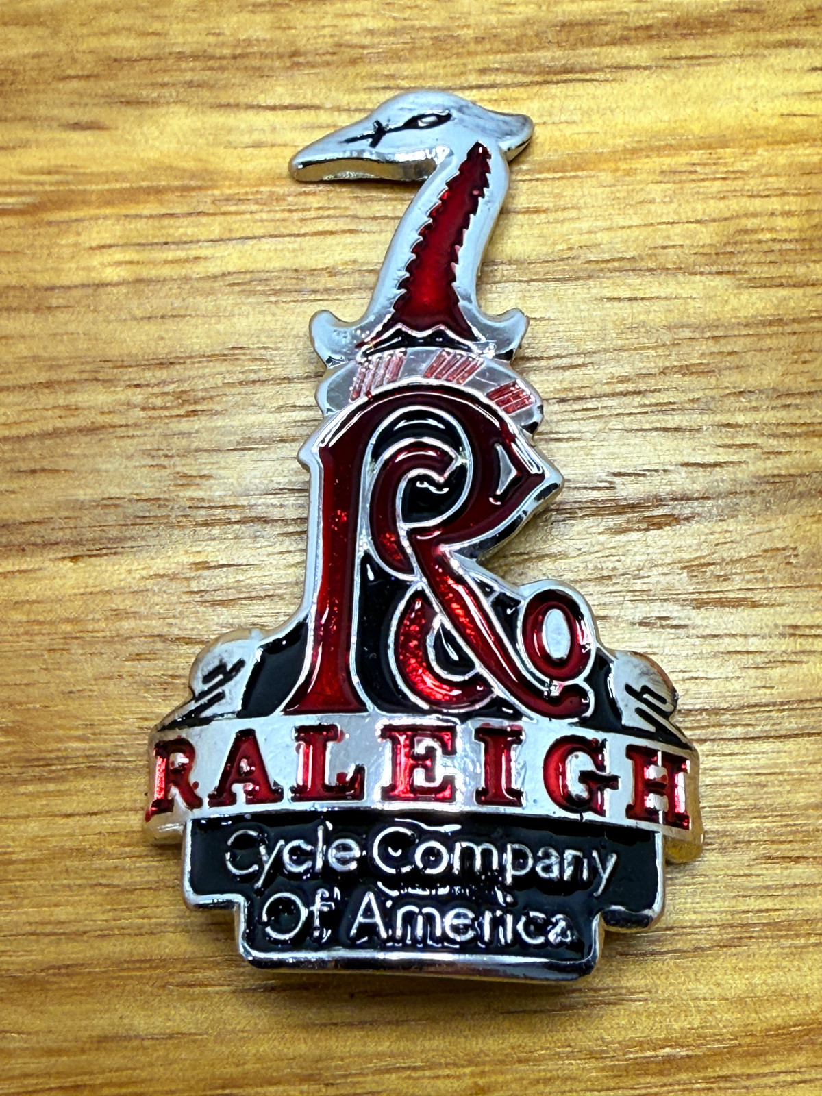 Raleigh Cycle Company Of America – Chrome ,Red & Black – Head Badge