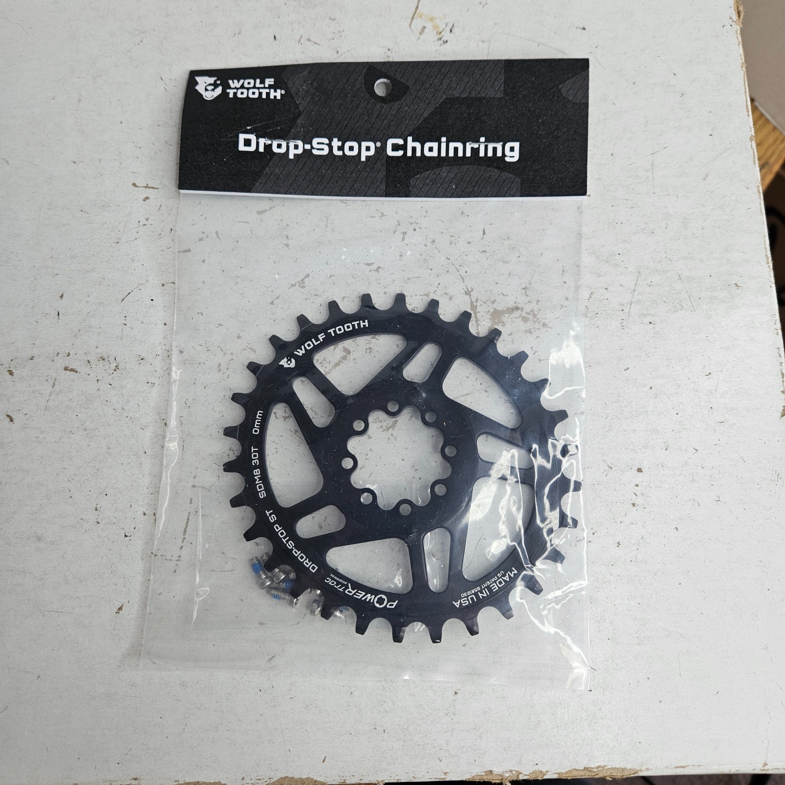 Wolf Tooth Drop-Stop ST 30T 3mm Offset Aluminum Chainring for 8-Bolt MTB Cranks