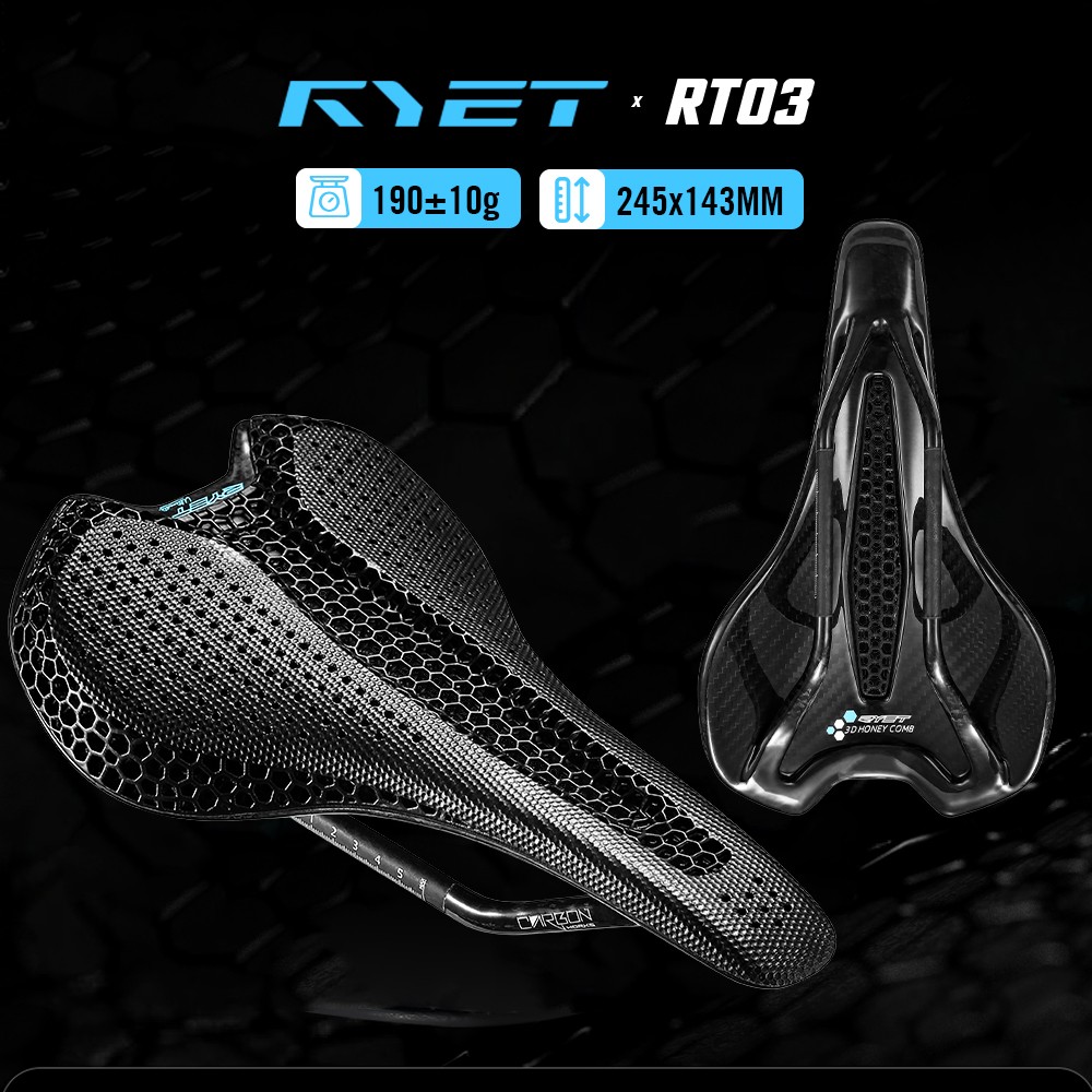 3D Printed Bike Road MTB Saddle 190g Ultralight Full Carbon Fiber Rails 7x9mm