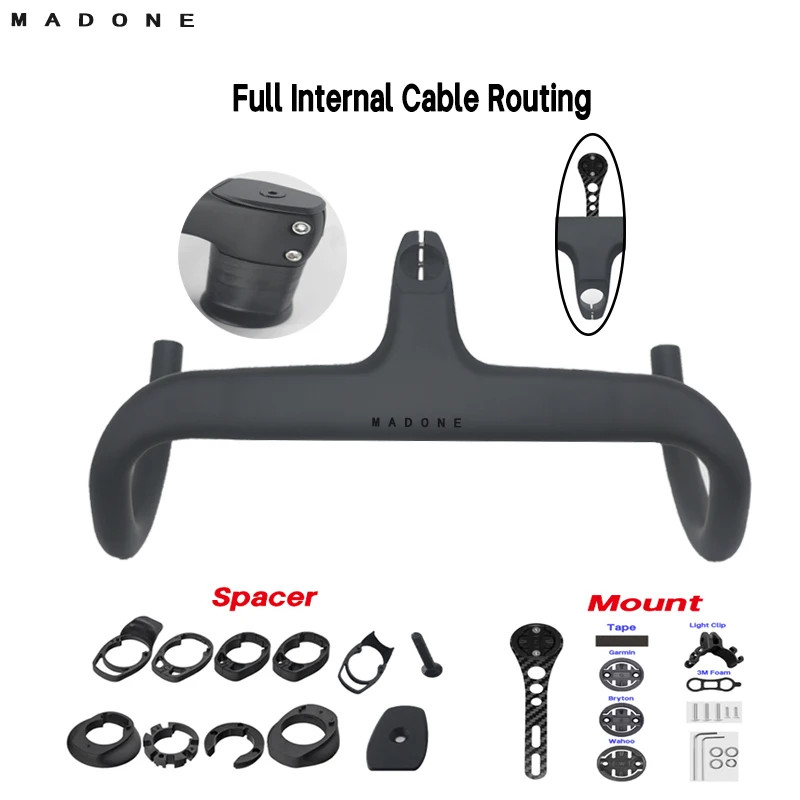 Carbon 400-440mm Internal Wiring Integrated Drop Bar 28.6mm with Bike Spacer