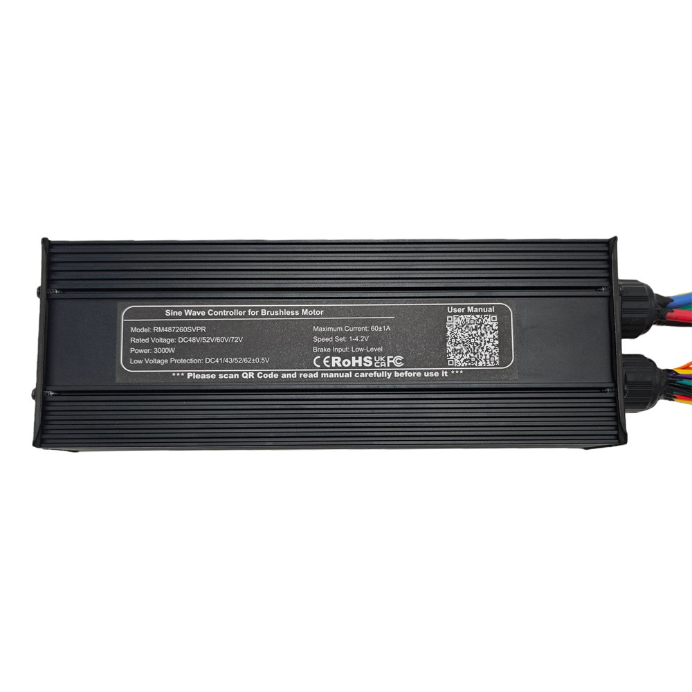 eBike Sine Wave Controller 60A 48V-72V 2000W 3000W 4000W 18MOSFET Electric Bike