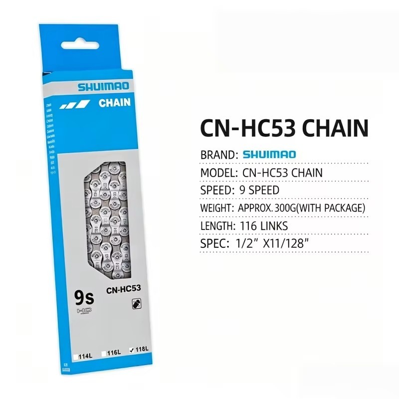 Shuimao Deore 9 Speed Chain CN-HC53 Tiagra MTB Road Hybrid Bike 116L Quick Link