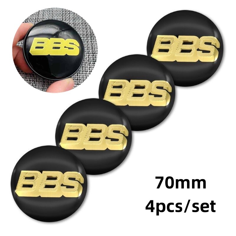 4 pcs/set For BBS refitted hub center cover with 70mm silver on black background