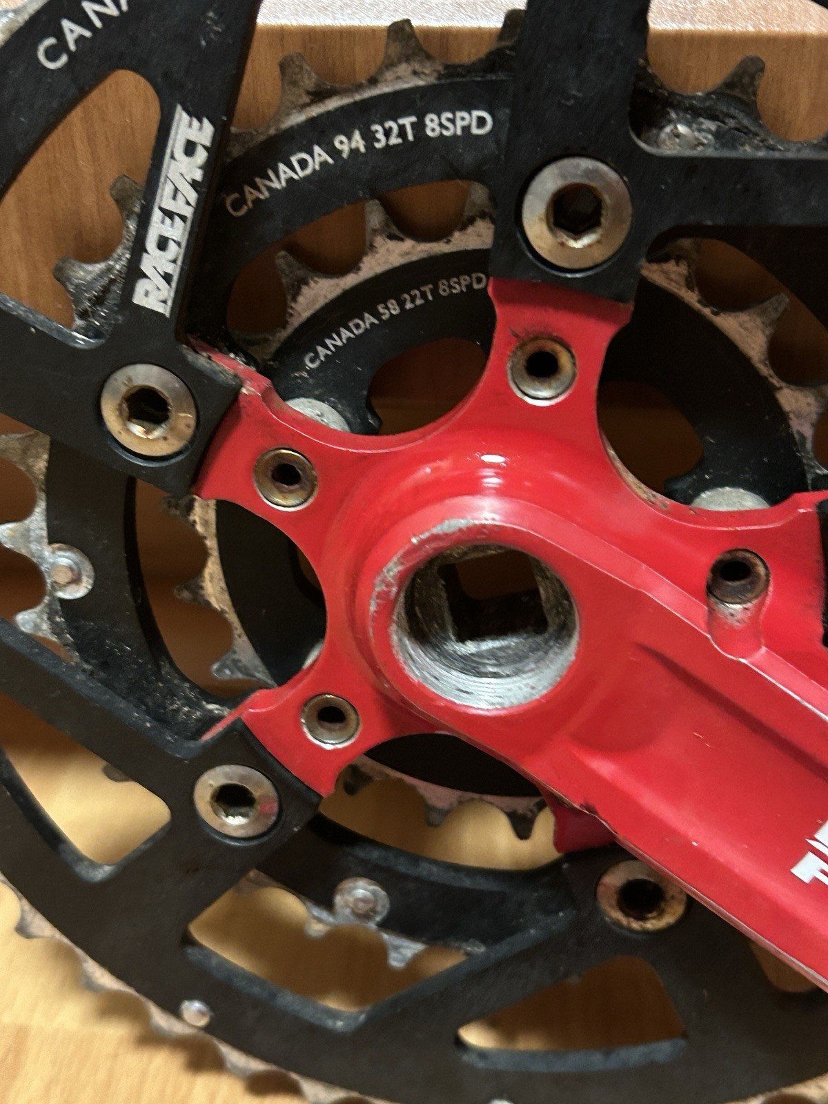 Vintage Race Face Turbine Forged Crankset RED 175mm 22 32 44T 8 Speed 90s MTB