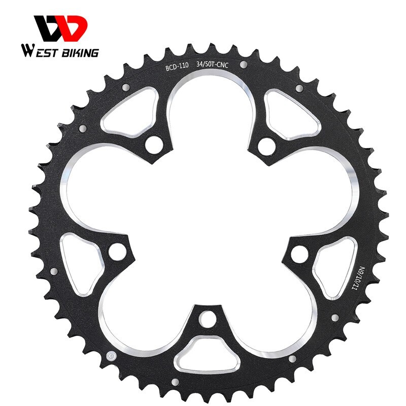 WEST BIKING Road Bike Double Chainring 110BCD 34T/50T Tooth Plate 9/10/11 Speed