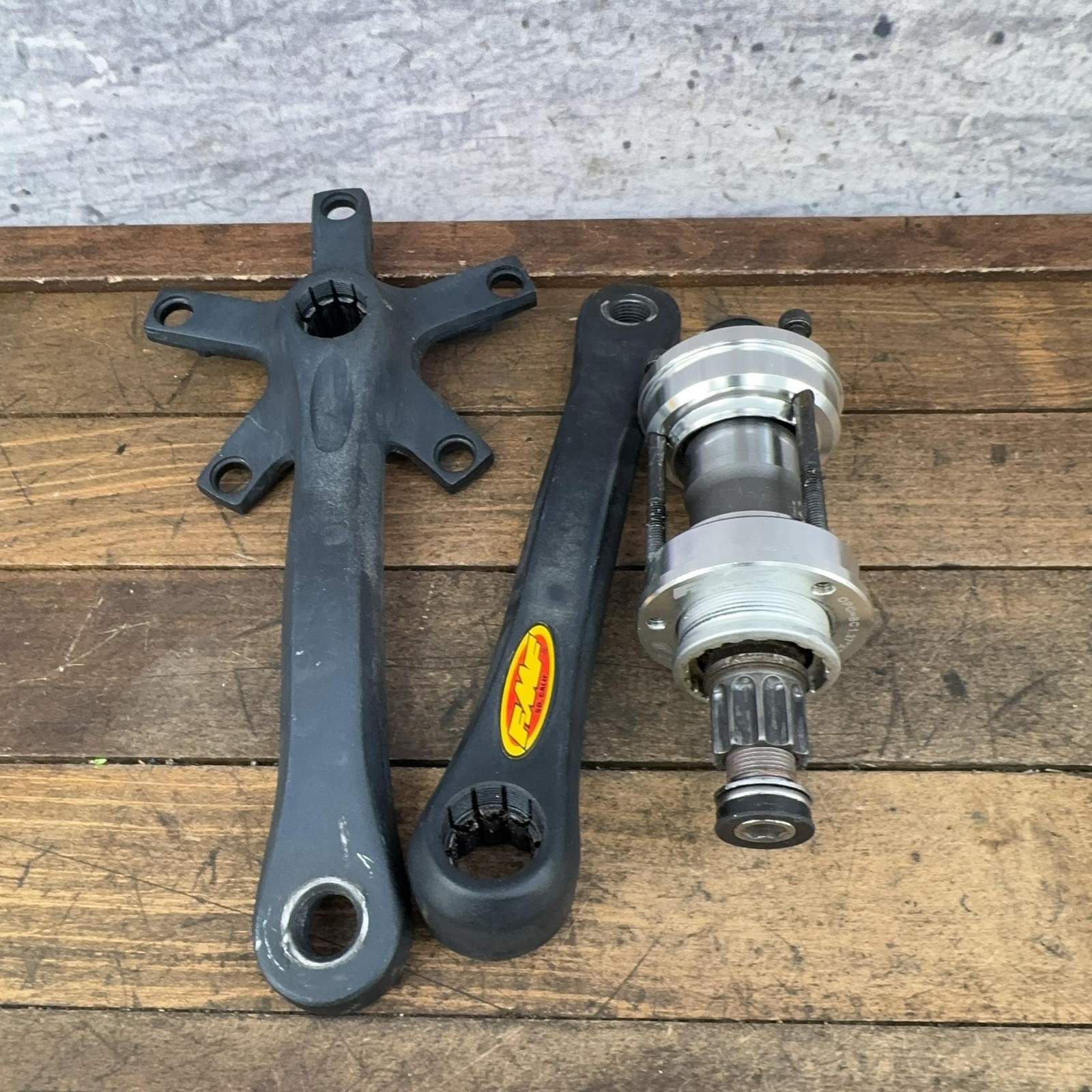 Vintage FMF BMX Crankset 175mm 110 BCD Splined Forged Arms Bottom Bracket Thread