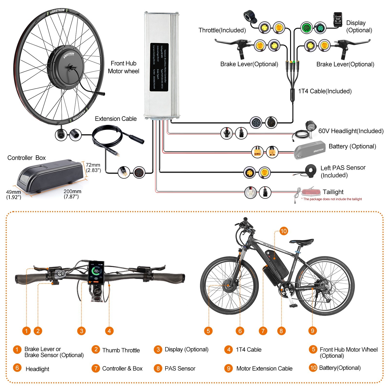 48V1000W Varstrom Rear Wheel Hub Motor Kit 26″27.5″700C eBike Conversion Kits US