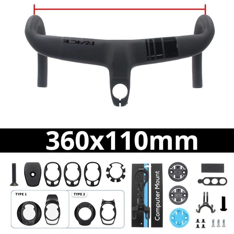 Carbon Road Bike Integrated Drop Bar Reach 80mm 360-440mm Internal Cable