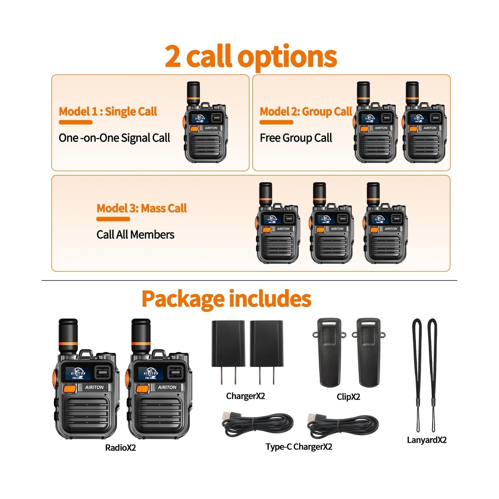 Airiton Long Range Walkie Talkies – 200 Channel LTE Radio