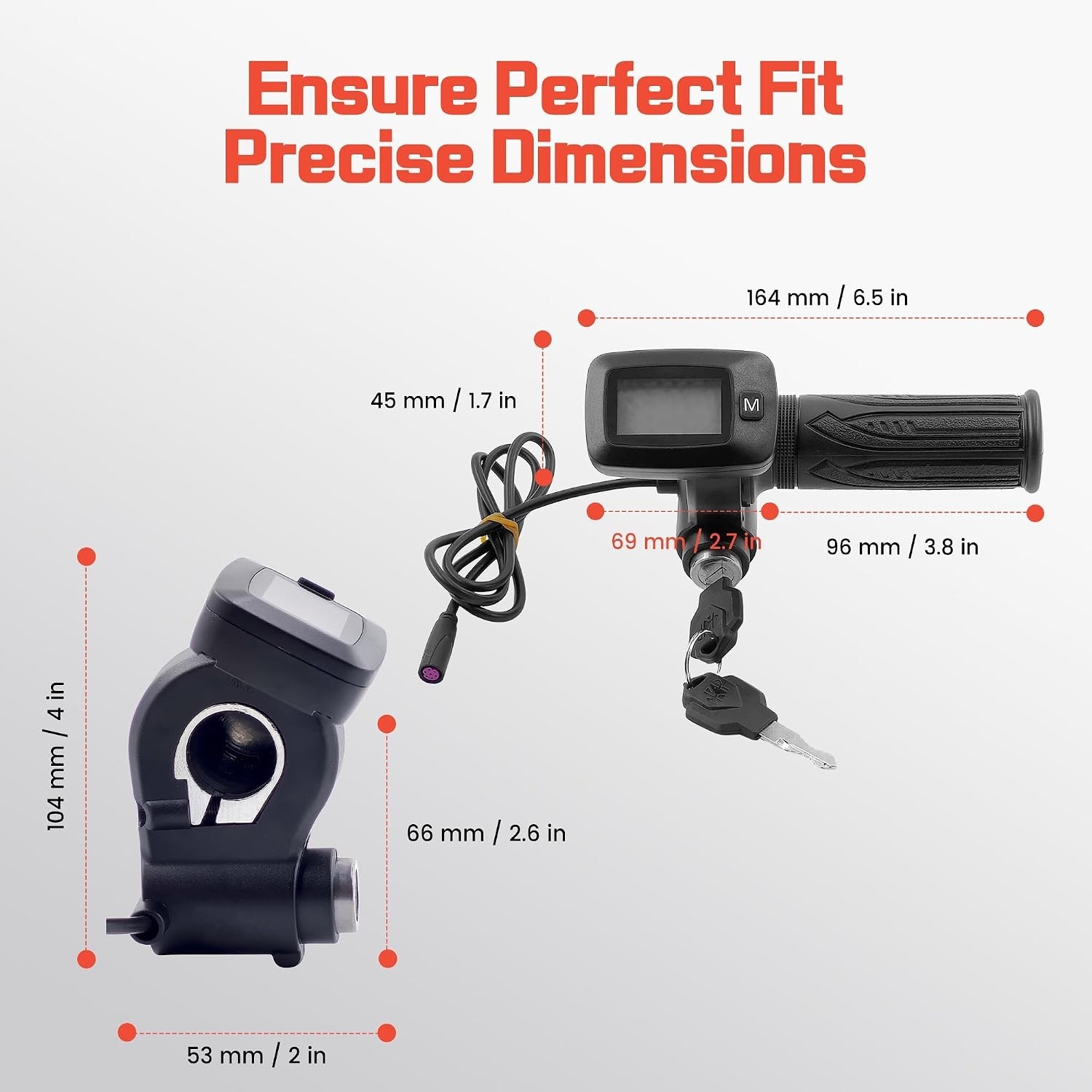 48V Ebike Throttle with LCD and Key Lock for Tutti Soleil Electric Bikes
