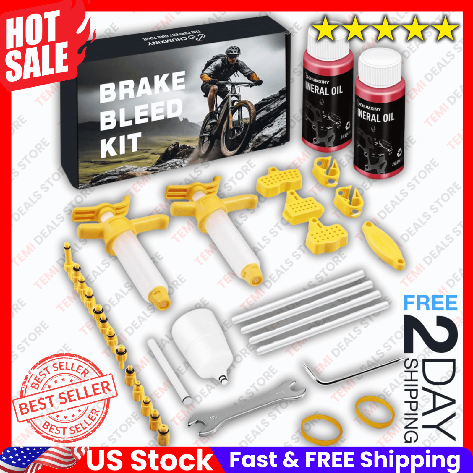 Brake Bleed Kit for Shimano, TEKTRO, TRP Hydraulic Disc Brakes. Mountain Bike Br