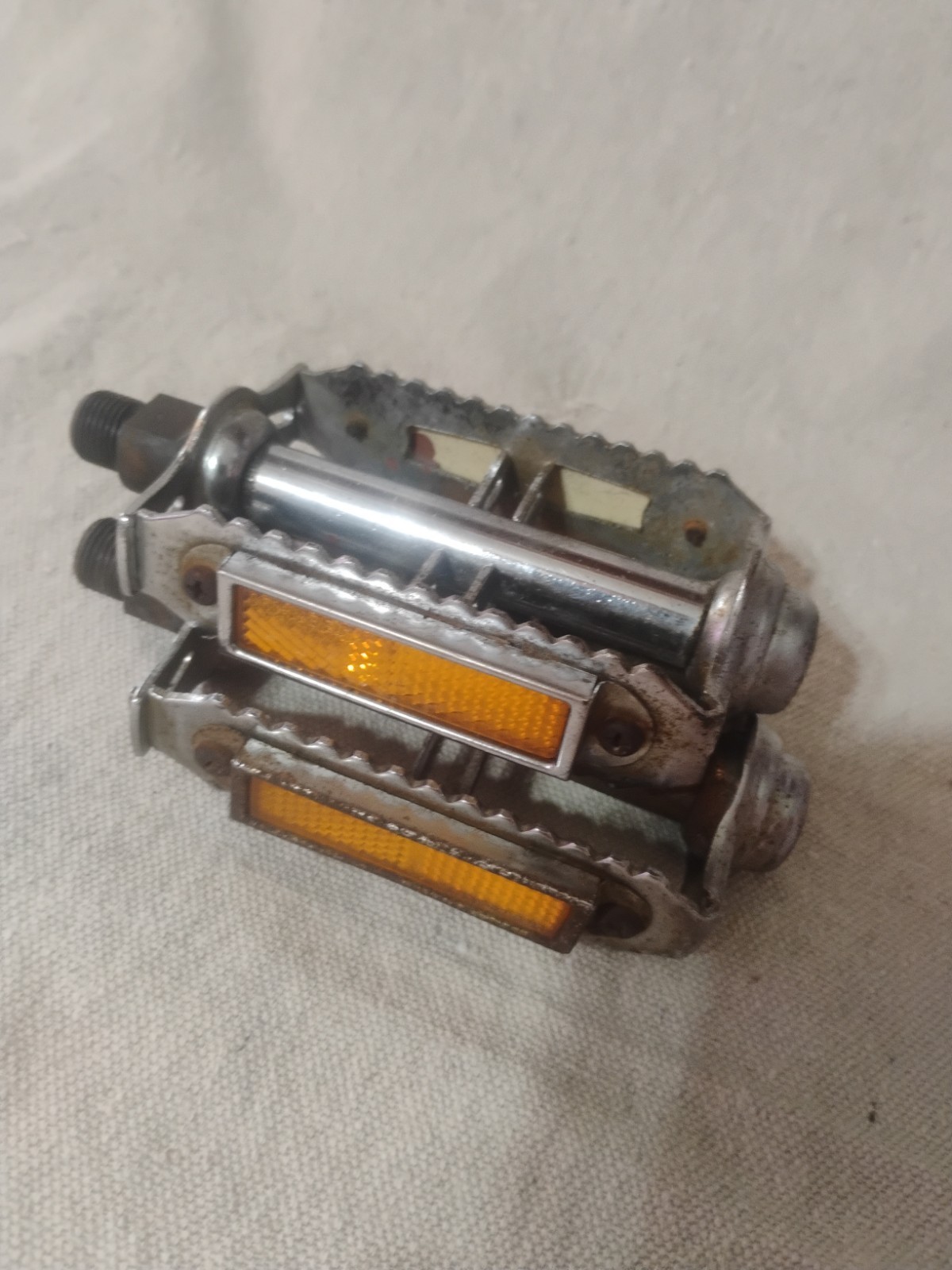 Vintage Chrome Rat Trap Pedals With Reflectors 9/16″ Pulled From Schwinn Le Tour