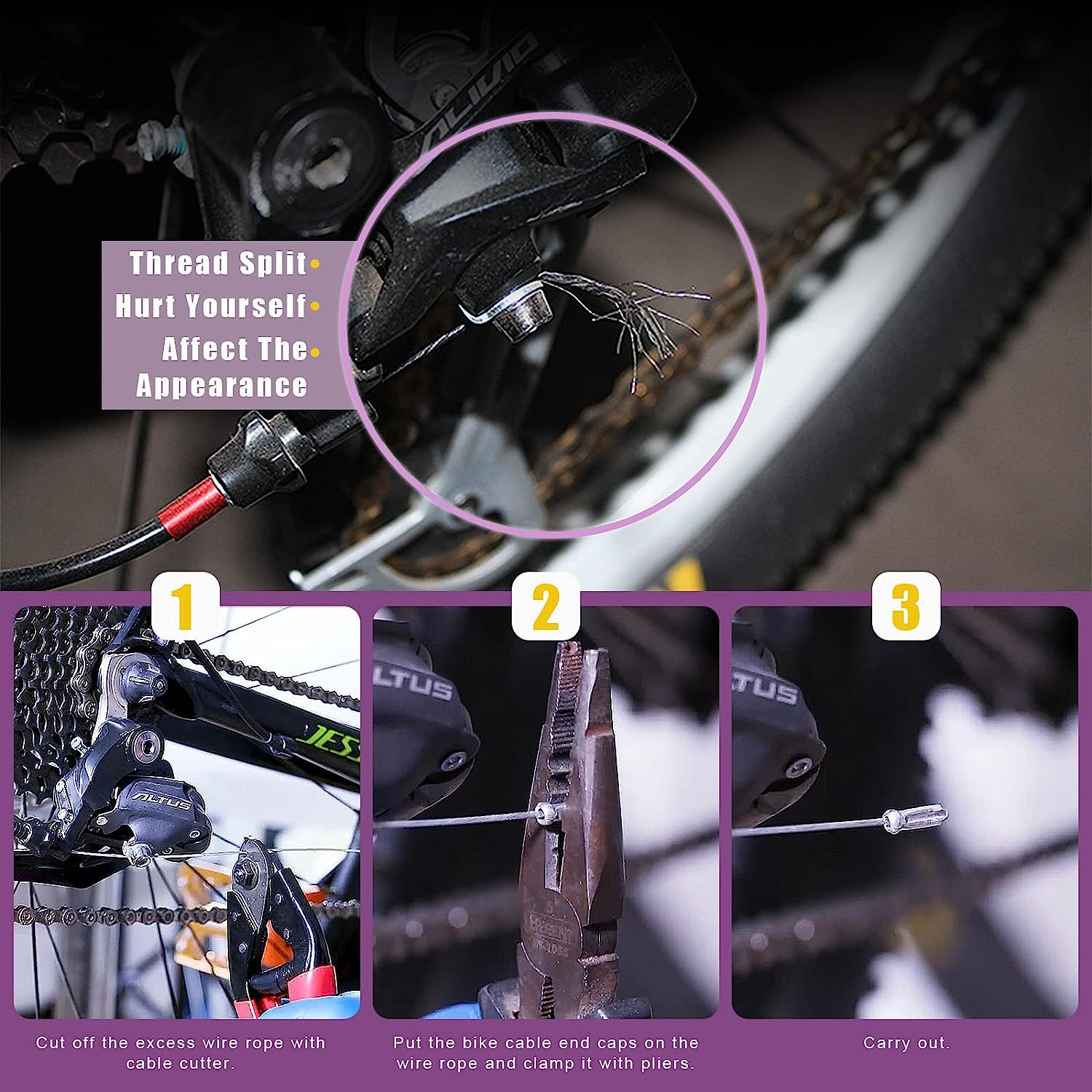Stainless Steel Bike Cable Cutter and Brake/Shift Cable Kit with Crimp Terminals