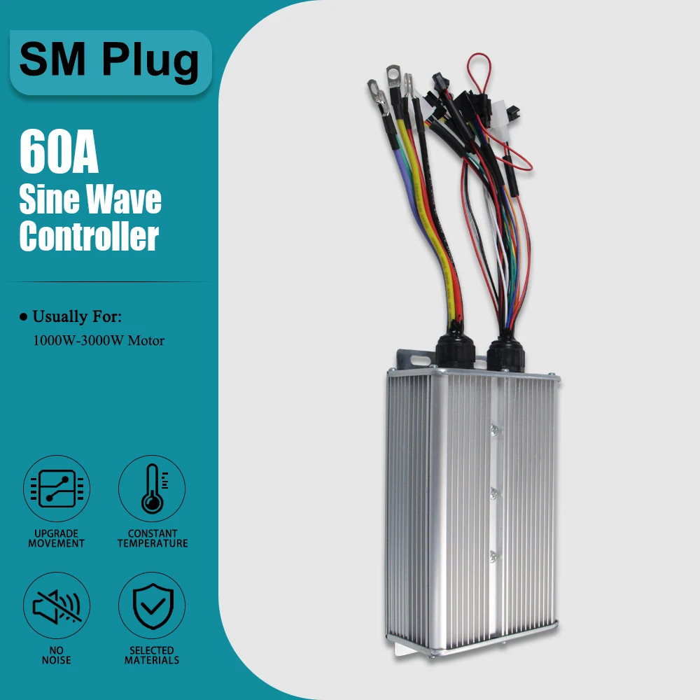 Three-Mode Sine Wave Controller 17A-60A SM/WP Plug with 36V 48V S966 Display