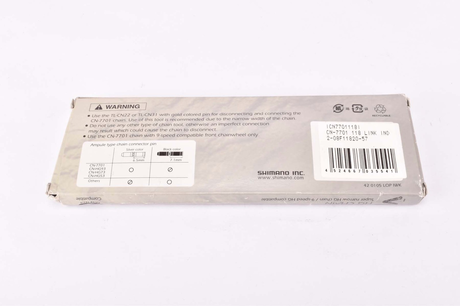NOS/NIB Shimano Dura-Ace #CN-7701 9-speed Hyperglide Chain with 118 links