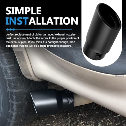 Stainless Steel Car Exhaust Tip, 2.75″-3″ Adjustable Car Exhaust Tail Muffler