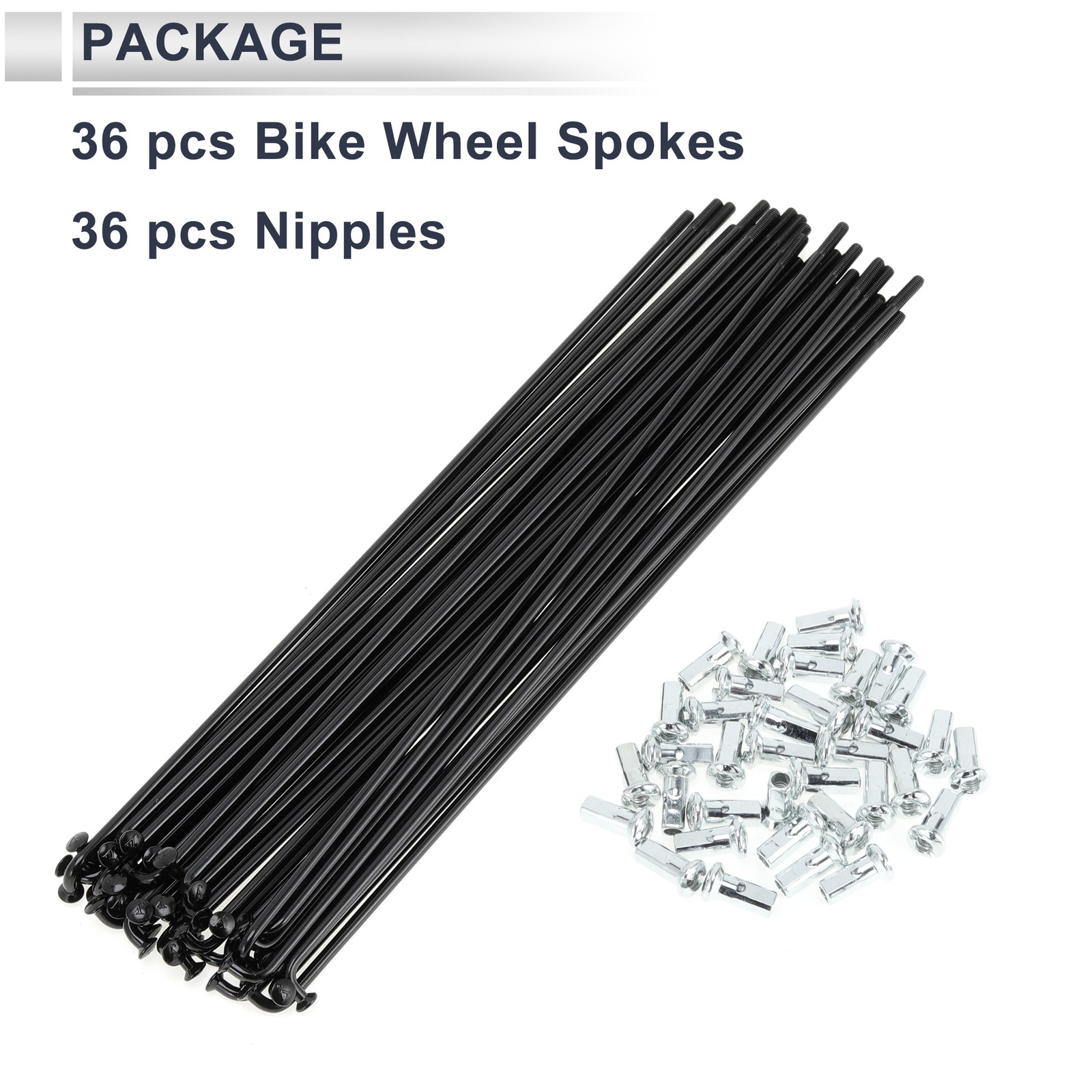 1 Set 12G 203mm Length Bicycle Spokes Nipple Carbon Steel Black Universal