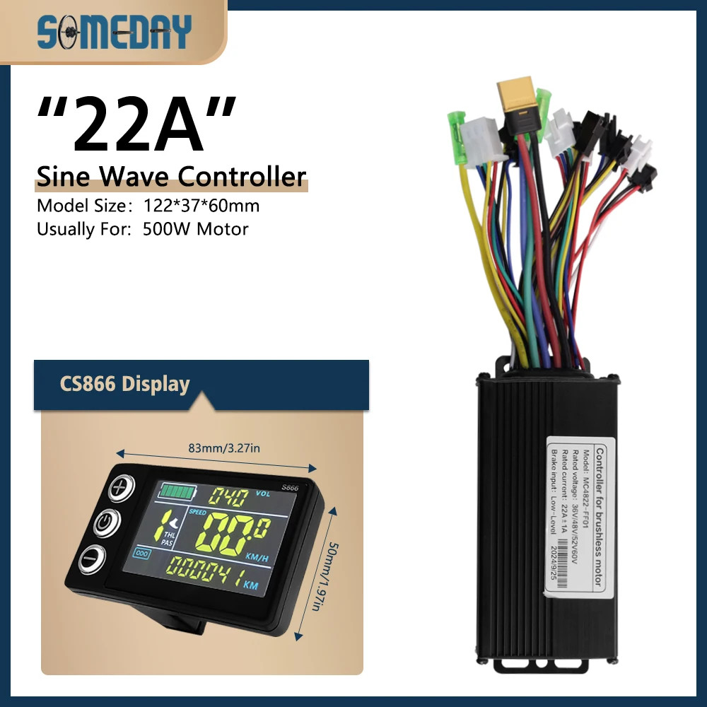 22A E-bike 3 Mode Sinewaves Controller Brushless with Display 36V/48V/52V/60V