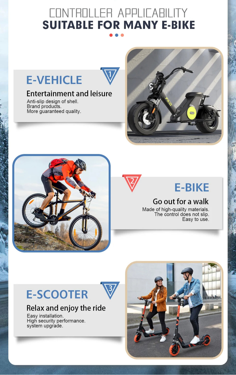 36/48/52V 40A 1000W-2000W 3 Mode Controller Electric Scooter with Display