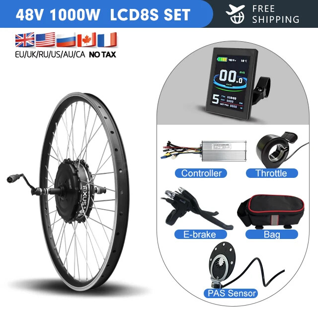 48V 1000W Ebike Motor Kit Rear Brushless Geared Hub Motor Wheel with LCD Display