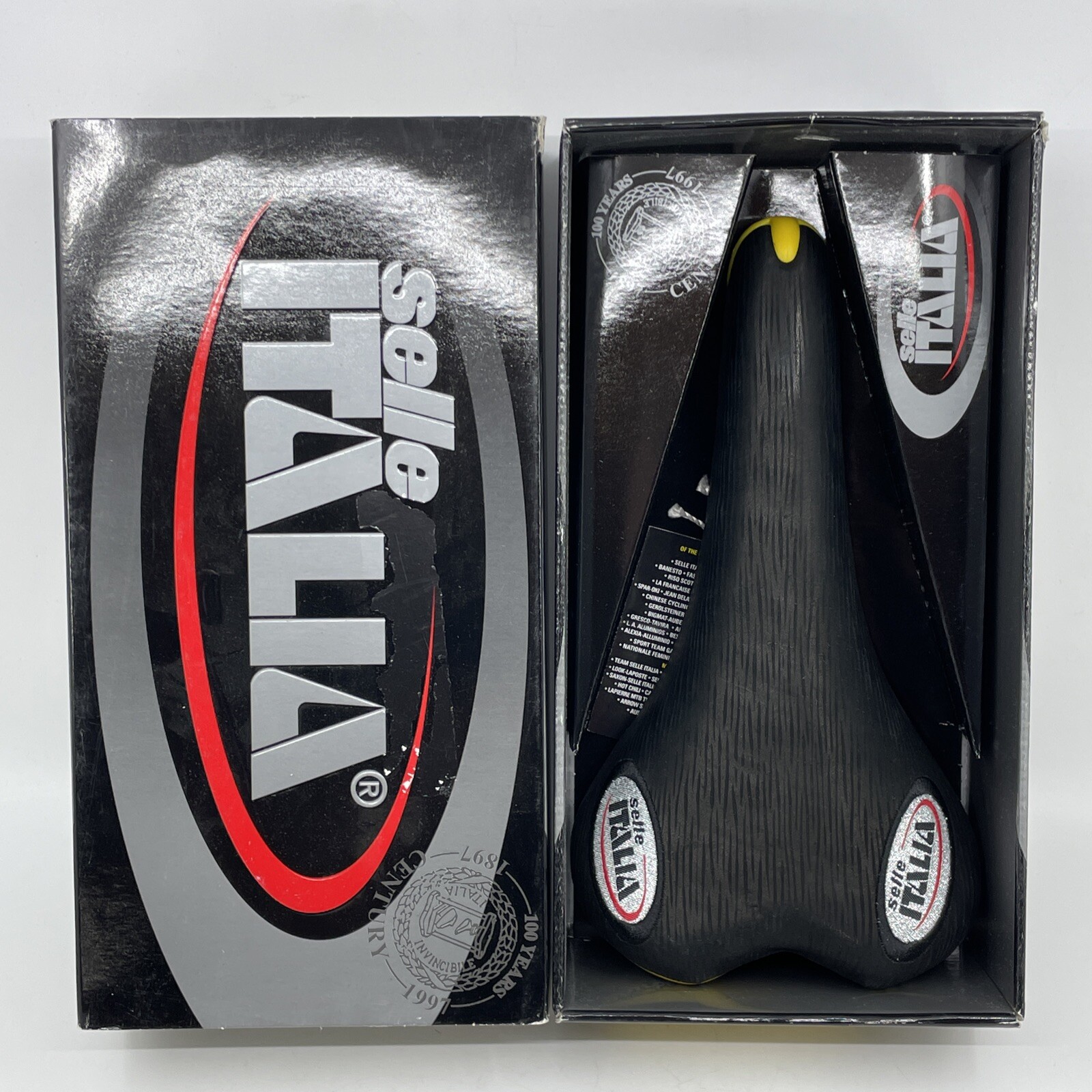 NOS VINTAGE 2000 Selle Italia Turbomatic 3 Black Leather Manganese Rail Saddle