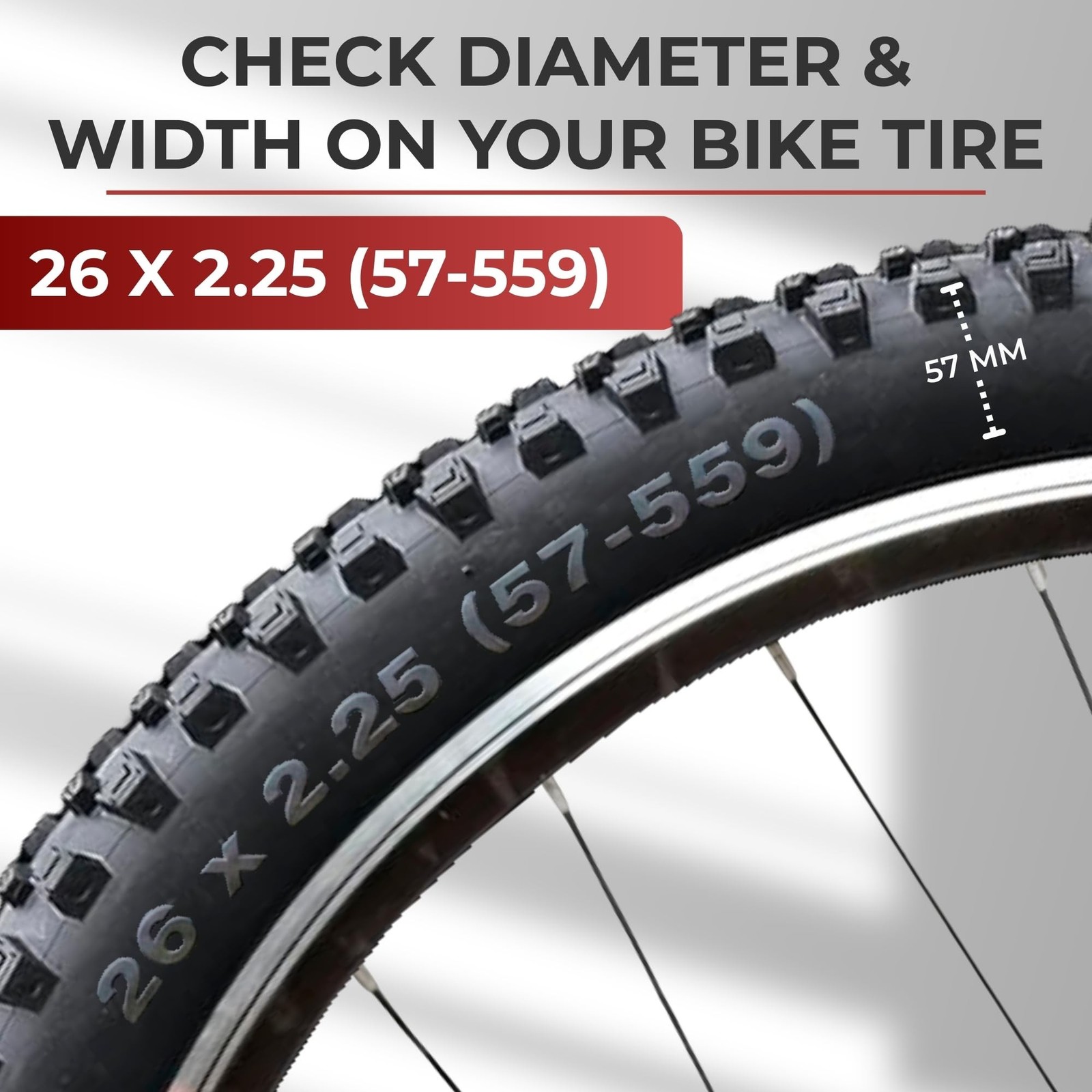 Fincci Encamp Bike Tire 26 x 2.25, Mountain Bike Tire Foldable 57-559 for Roa…