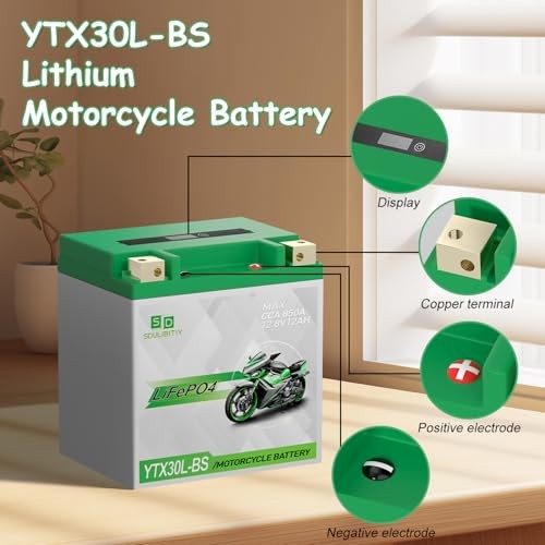 YTX30L-BS Lithium Motorcycle Battery, 12.8V 12AH 850 CCA NEW-YTX30L-12AH
