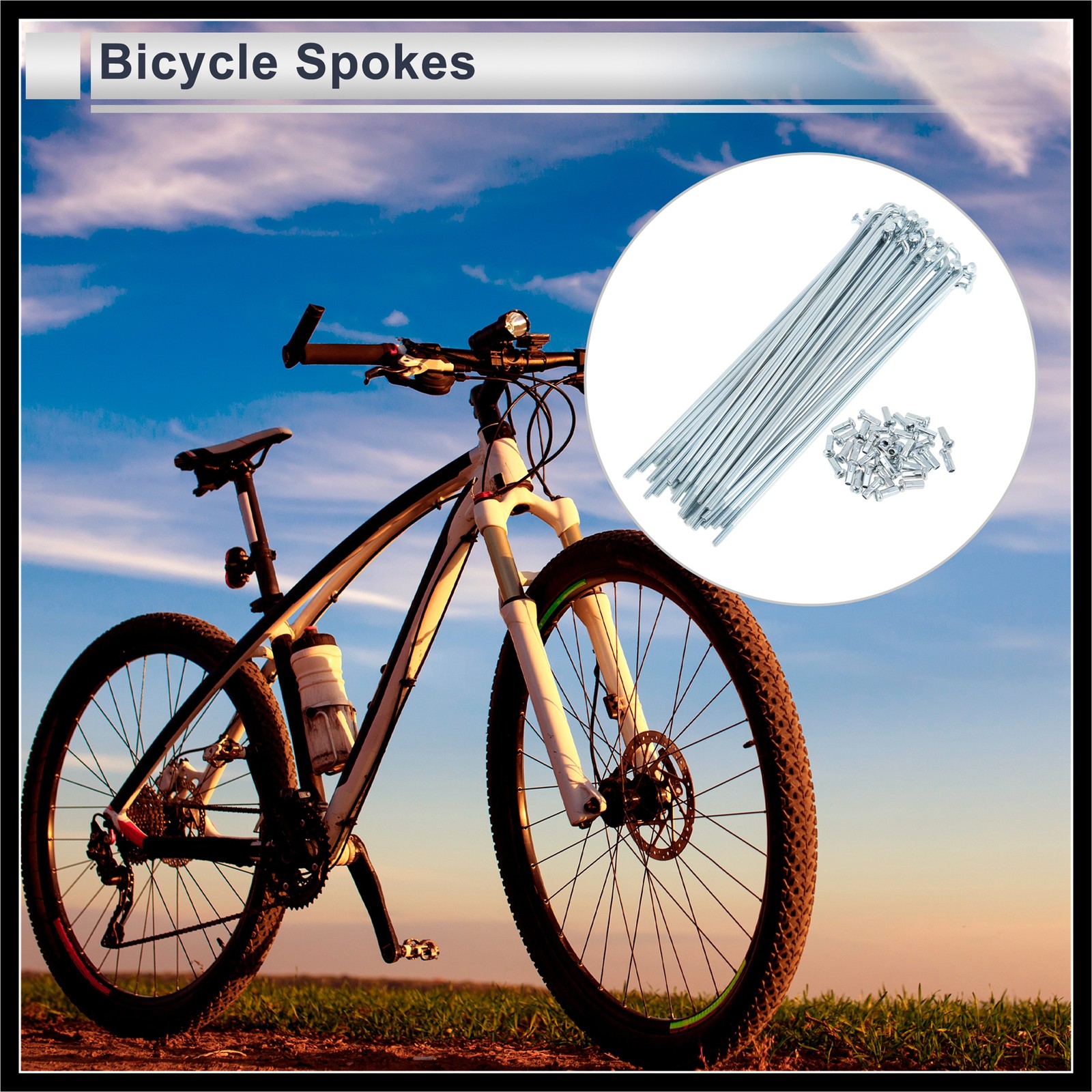 1Set 12G 148mm Length Bicycle Spokes Nipple Carbon Steel Galvanized Silver Tone