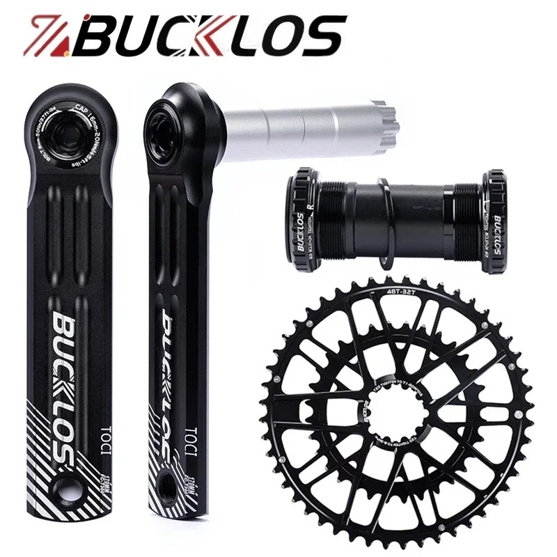 170/172.5mm Cranks Arm Road Gravel Bike Crankset 48-32T with Double Chainring BB