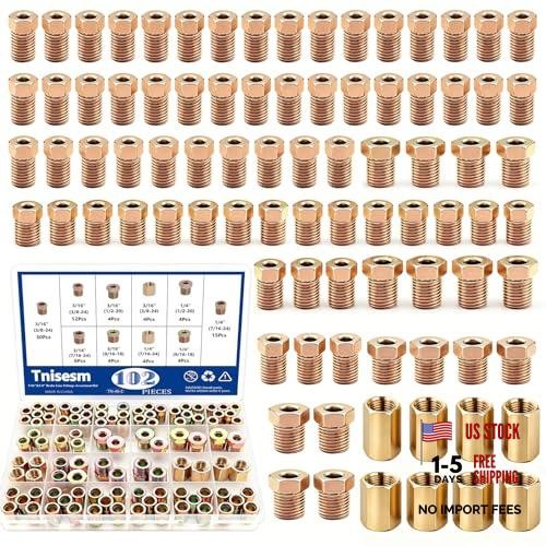 102Pcs 3/16″ & 1/4″ Brake Line Fittings Assortment Kit, 3/8 102PCS-3/16″ & 1/4″