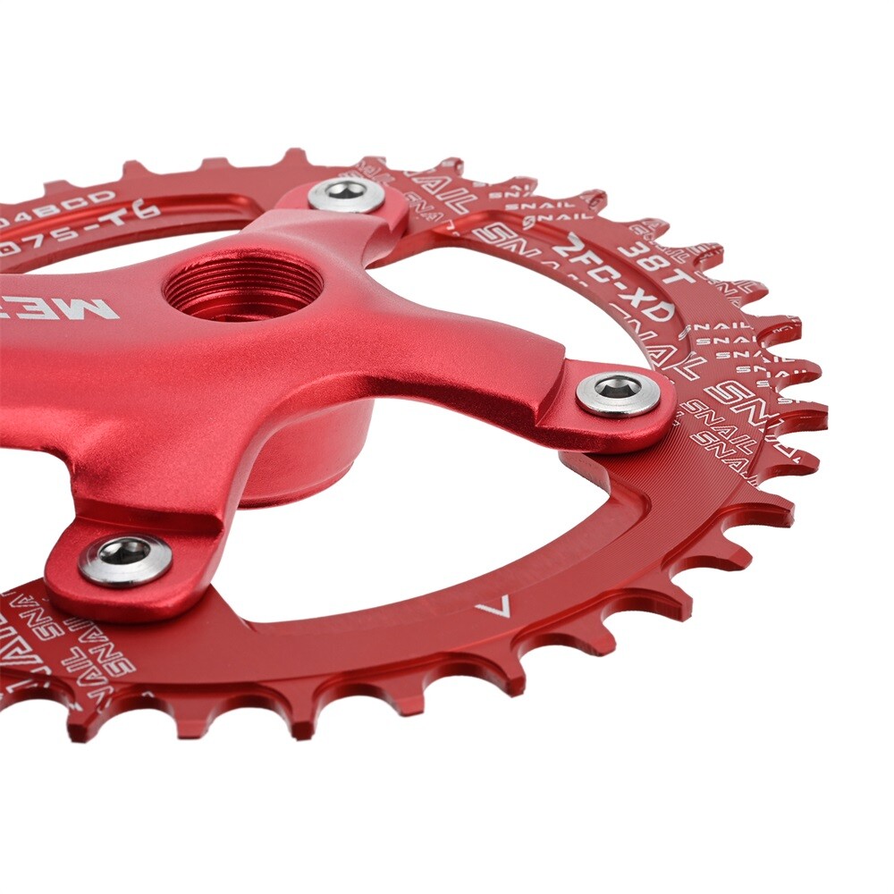 38T MTB Bicycle Crankset Bottom Bracket Aluminum Alloy 104BCD Chainring Red