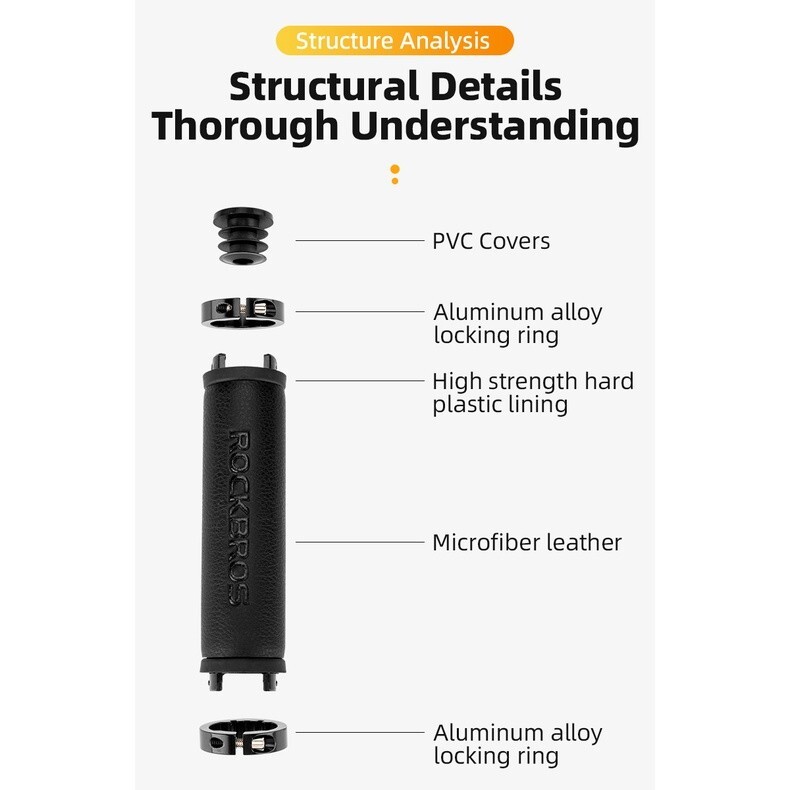 ROCKBROS Bike Handlebar Grips Microfiber Leather Double Lock Anti-Slip Handlebar