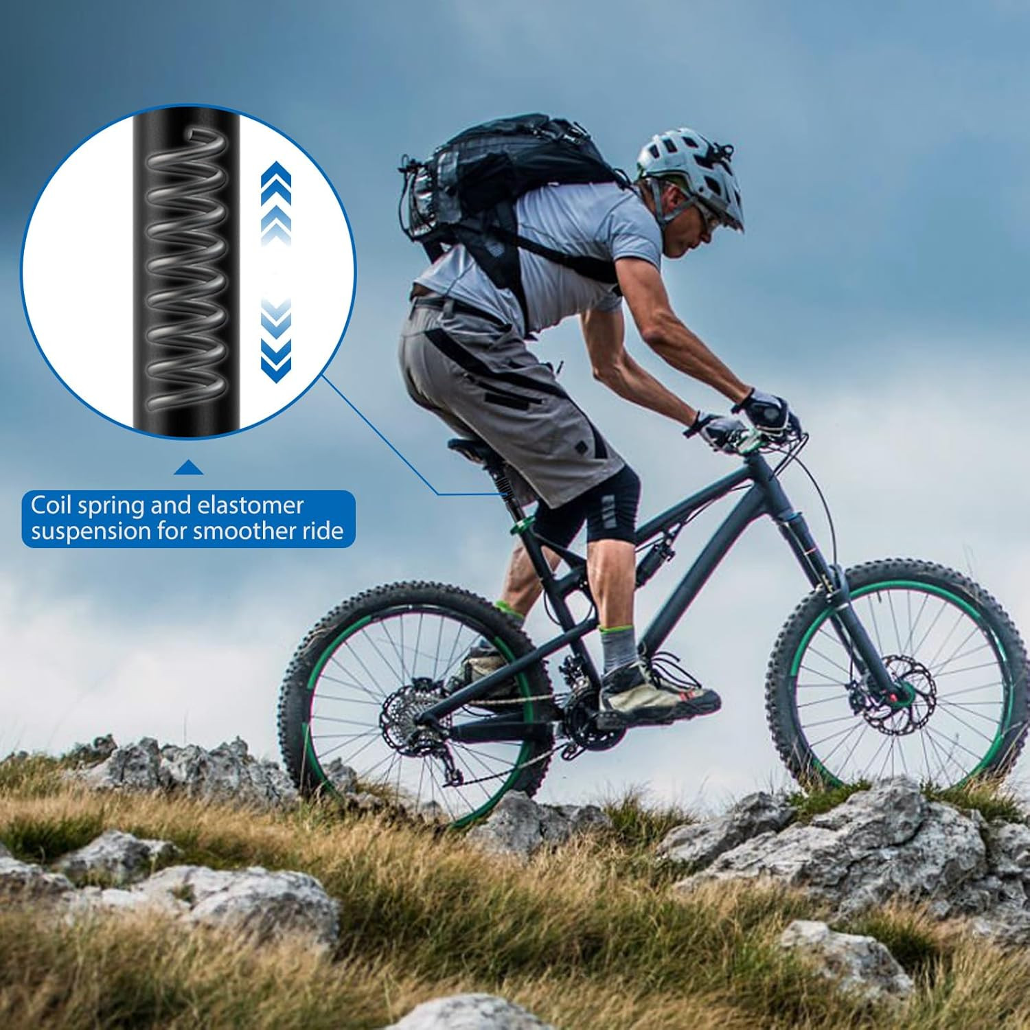 Zoom Bike Suspension Seatpost:27.2 / 30.9 / 31.6 X 350 Mm Shock 27.2 Mm