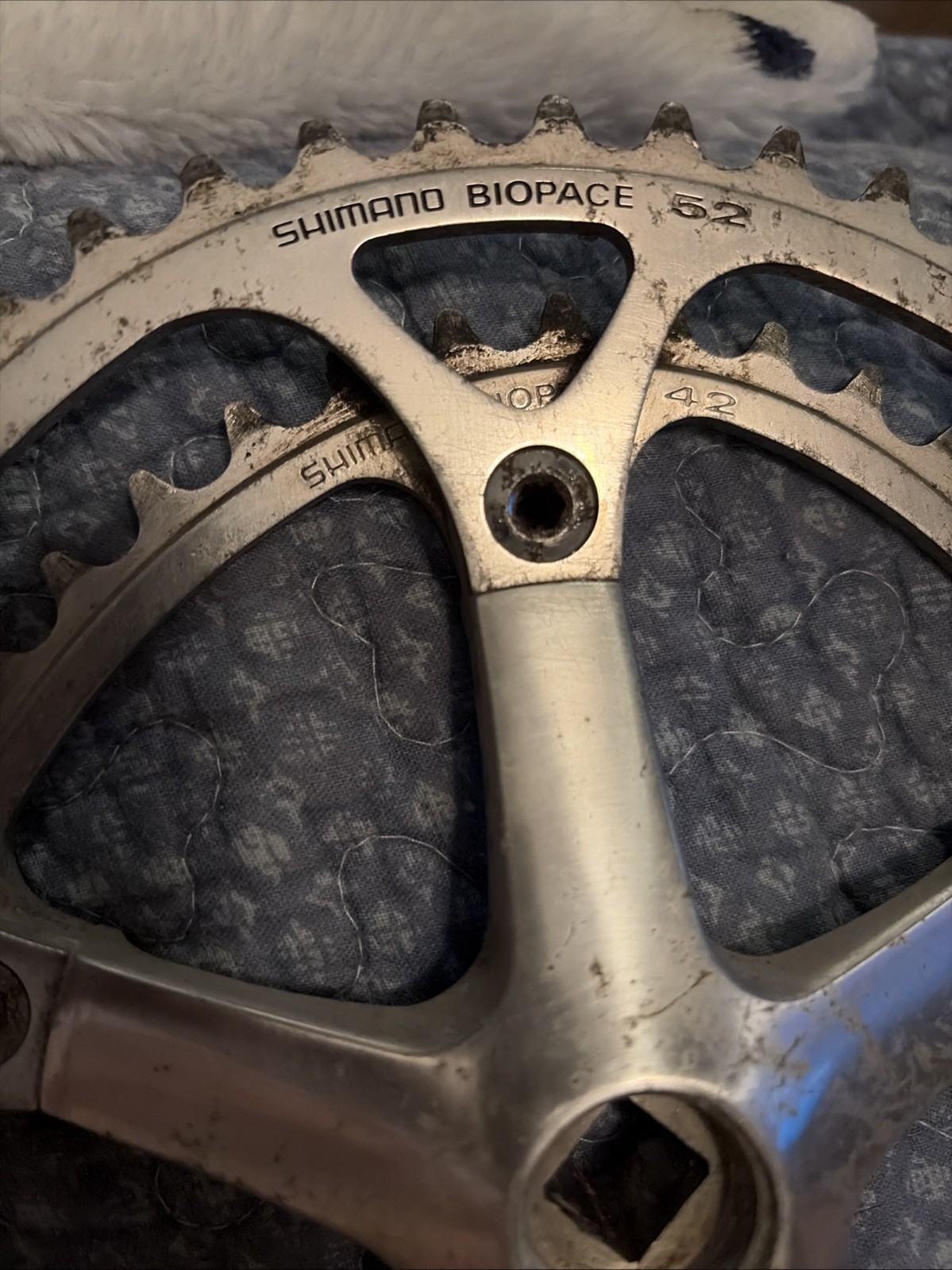 Vintage Shimano 600 6400 Tri Color Double Crankset – 53/39 170mm – Used Biopace