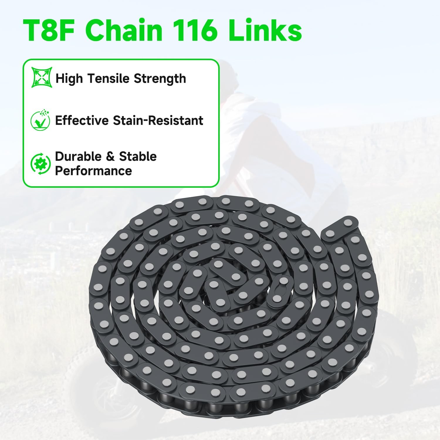 XIKOBY T8F Chain 116 Link Compatible with SYX Moto SSR X-pro MotoTec X-treme…