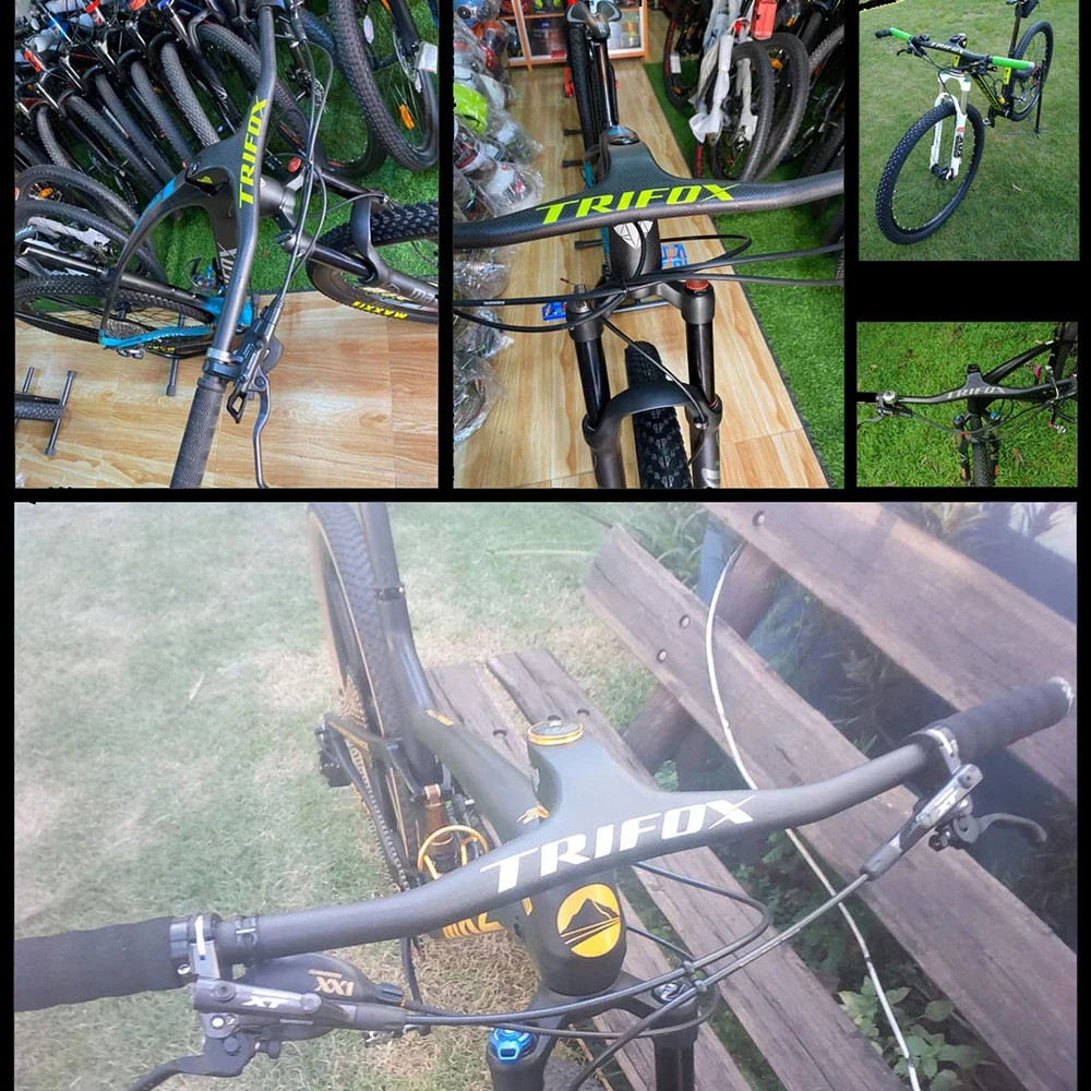 Angle-17° MTB Bicycle One-shaped Integrated Handlebar Stem 3K Matte 600-800mm