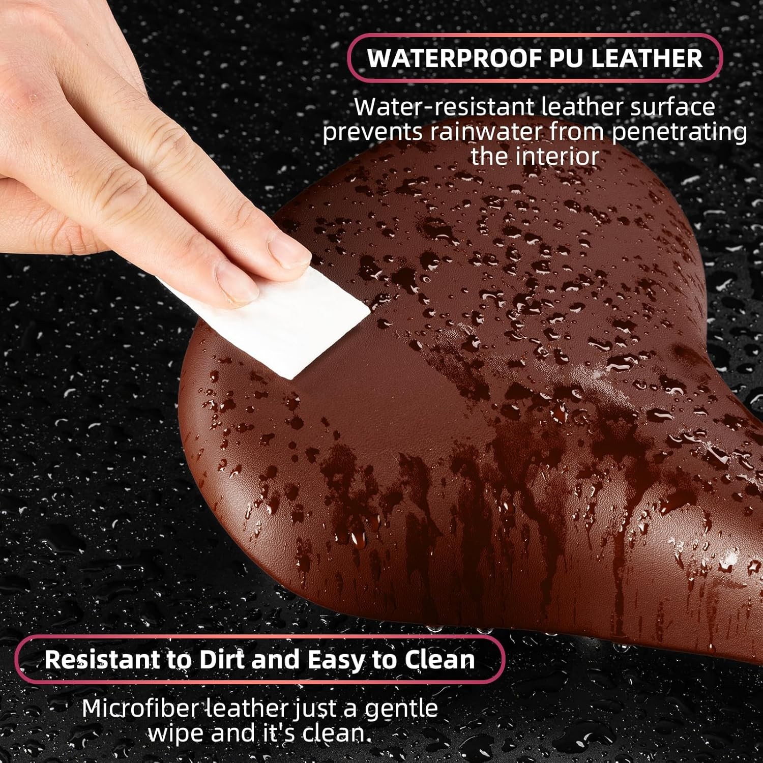 ROCKBROS Bike Seat Comfort Bicycle Saddle Cushion Waterproof Vintage Brown+Light