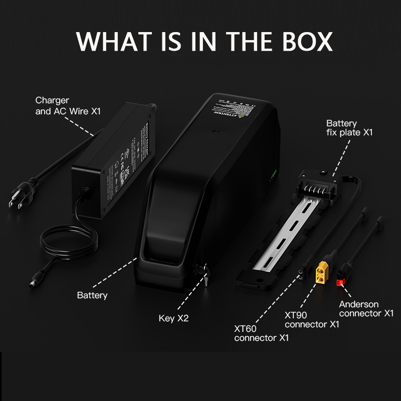 Ebike Battery 52V 48V 20Ah 25Ah 17Ah 100W-2400W Electric Bike Lithium Battery