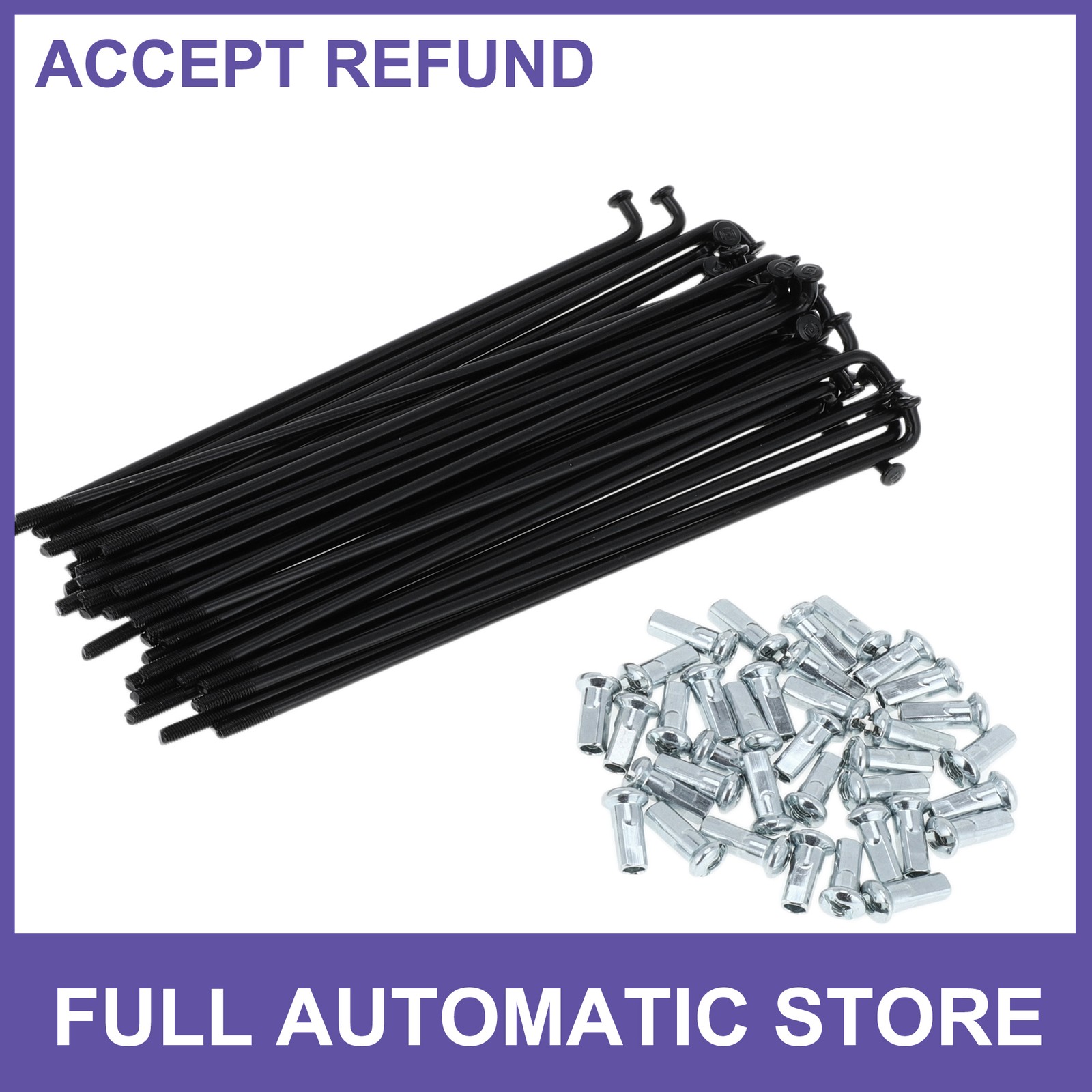 Bicycle Spokes 12G 125mm Length Bike Wheel Spokes Carbon Steel Black 1 Set
