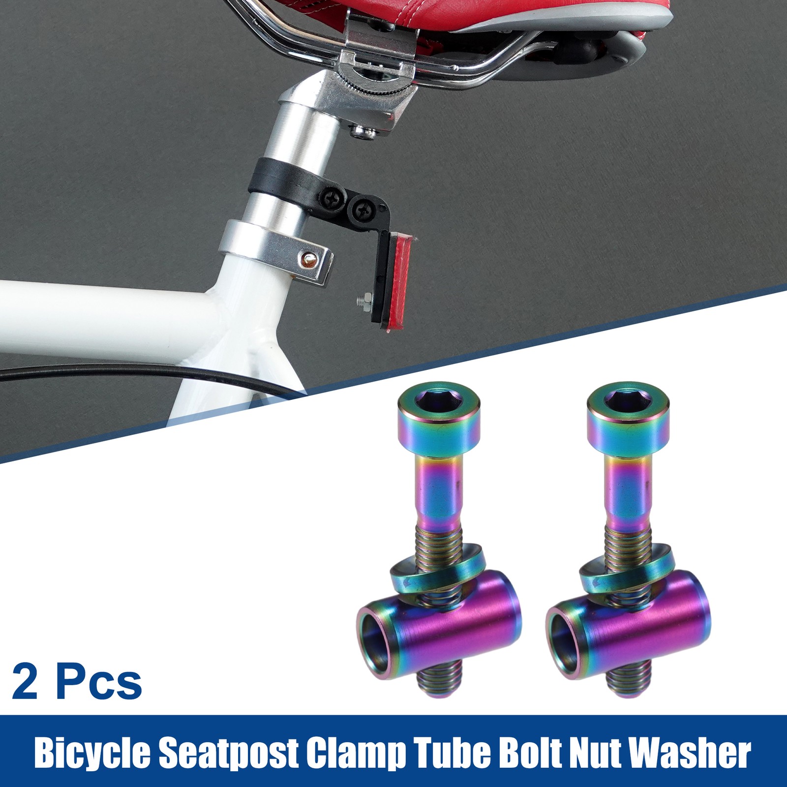2 Set M5x30mm Bike Bicycle Seatpost Clamp Tube Bolt Nut Washer Assorted Color