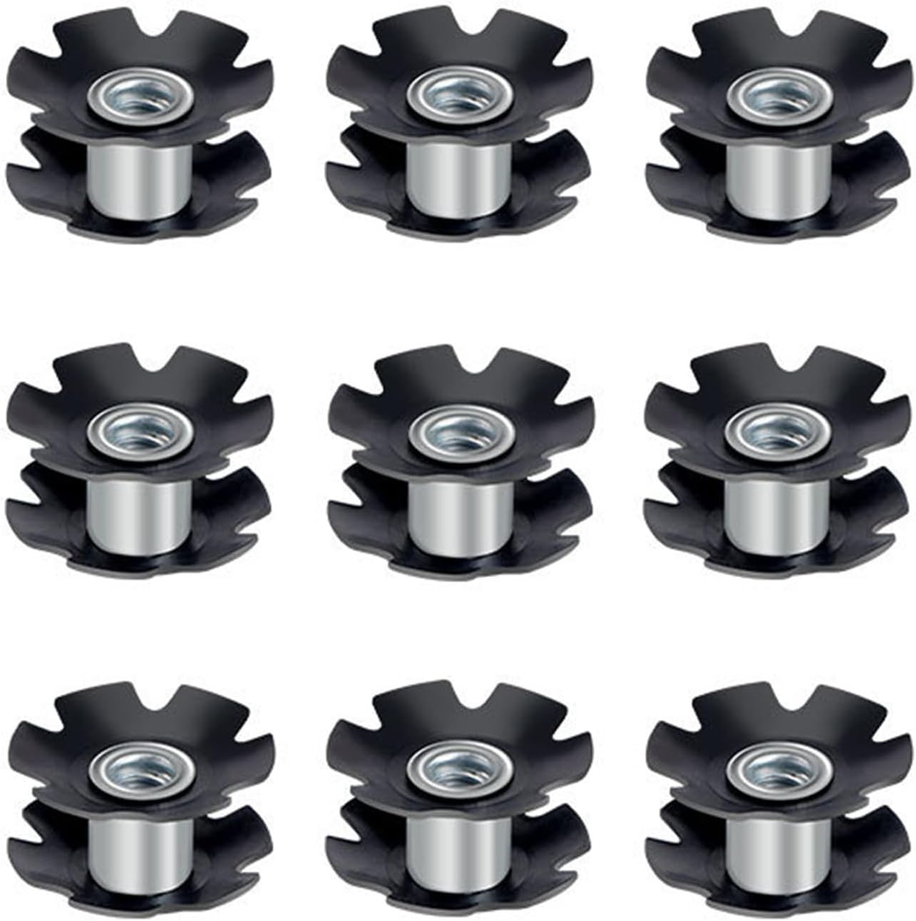 9-Piece Bike Fork Star Nut Set – Durable Alloy Steel, Universal Fit for 1-1/8″ (