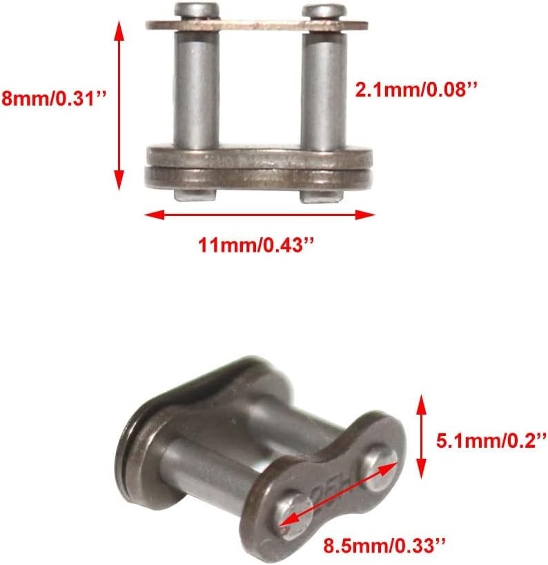 High Strength 25H 118 Links Chain with Master Links for 49cc Pocket Bikes & ATVs