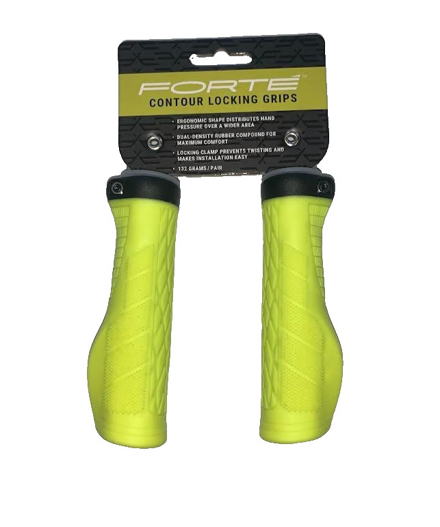 Forte Contour Locking Grips, Ergonomic Bolt on Grips, Hi-Vis Yellow