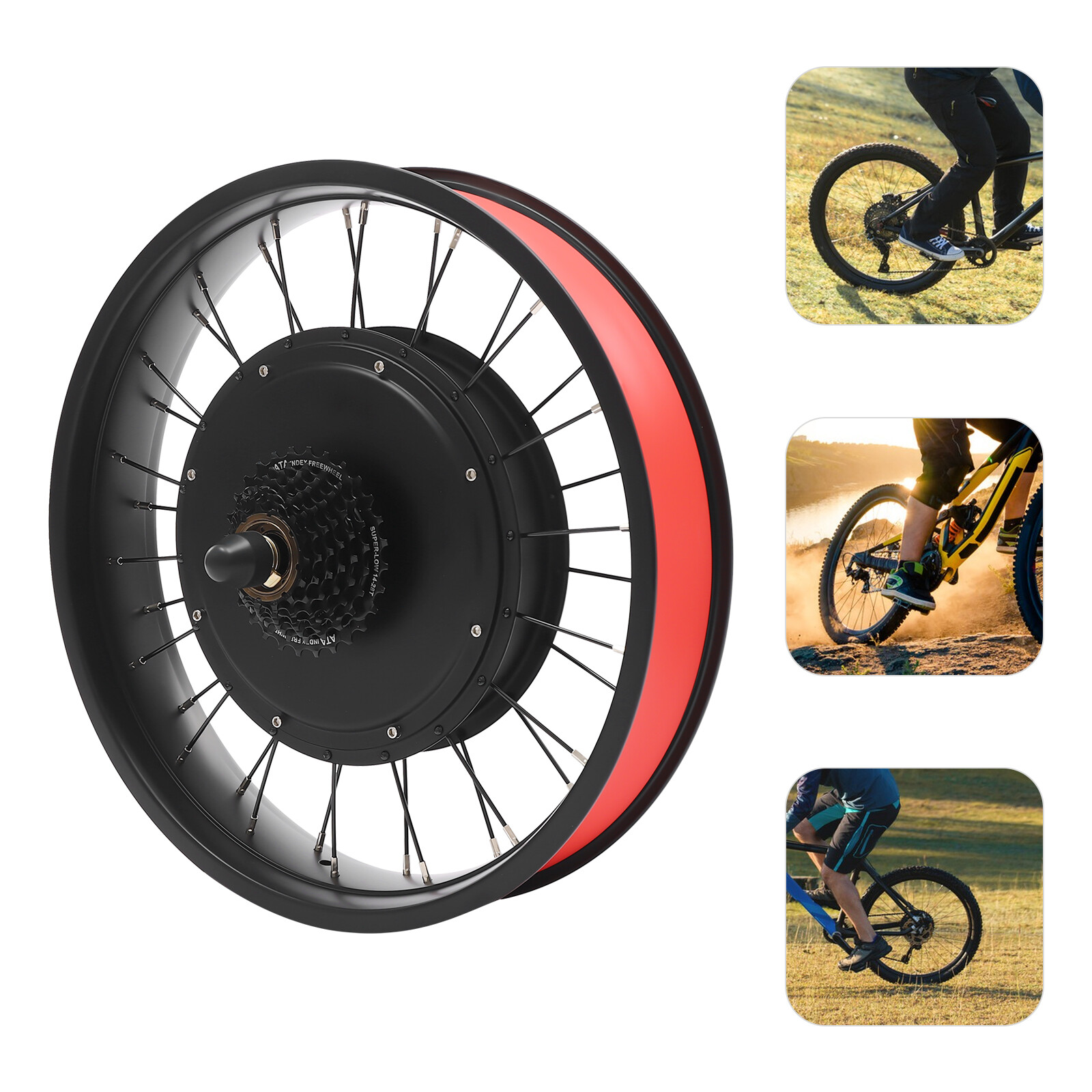 20″ 48V Electric Bicycle Conversion Kit E-Bike Rear Wheel Hub Motor Fat Tire 1kW