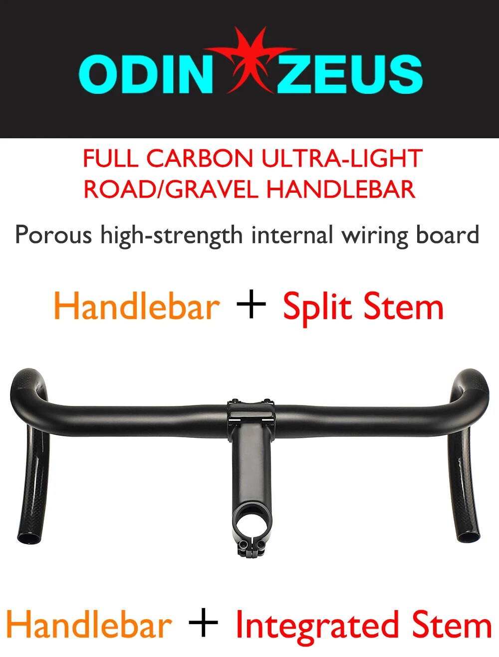 Carbon Fiber Internal Routing Road Gravel XC Bike Handlebars 380/400/420/440mm